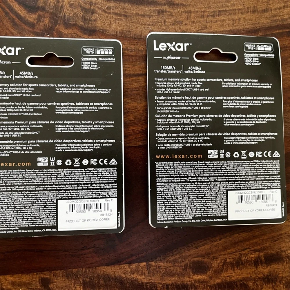 Two New 32gb Lexar by Micron professional microsdhc UHS-II 1000x